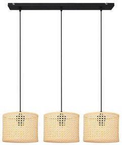 Luster na lanku ALBA 3xE27/15W/230V ratan/čierna