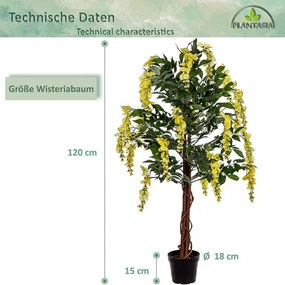 PLANTASIA umelý strom, 120 cm, Wisteria, červená