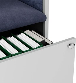 Akustická kabína SALLY MentalBox 600 mm – sivý korpus, tmavomodré sedadlo