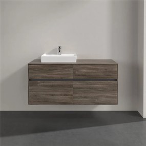 VILLEROY &amp; BOCH Collaro závesná skrinka pod umývadlo na dosku (umývadlo vľavo), 4 zásuvky, s LED osvetlením, 1200 x 500 x 548 mm, Stone Oak, C071B0RK