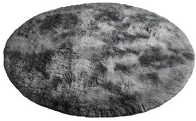 Tmavosivý okrúhly shaggy koberec Ombre Rozmer: 200 cm