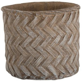 Hnedý cementový kvetináč Taupe -imitace tkaného kvetináče M - Ø 16,5*15 cm