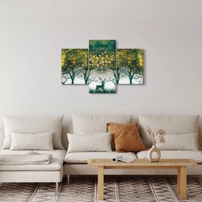 Obraz - Jelene v zelenom lese (90x60 cm)