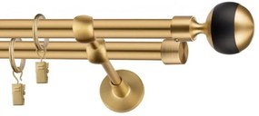 Dekorstudio Garniža dvojradová Guľa GLOBUS zlatá 19mm Dĺžka: 280cm, Typ uchytenia: Držiak dvojitý otvorený, Typ príslušenstva: Krúžky tiché so štipcami