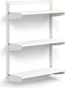 Nástenný regál RELY, základná sekcia, oceľové police, 1221x900x300 mm, biela
