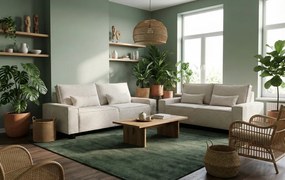 Trojmiestna pohovka Cassino, krémová štrukturovaná látka