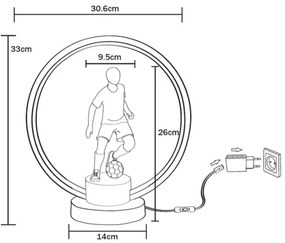 Zuma Line EX04F237U-1 - LED Stolná lampa PILKARZ LED/4W/5V čierna/biela