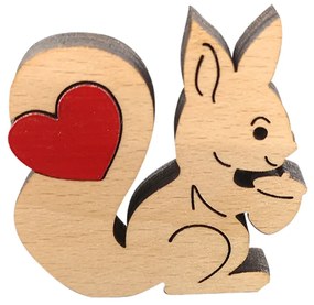 AMADEA Drevená veverička so srdcom, masívne drevo, 5 x 4,9 cm, český výrobok