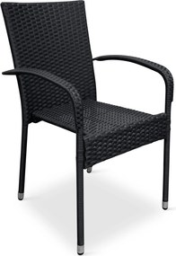 Noela Záhradný jedálenský set Klaudia čierny + 6x ratanová stolička Paris KD