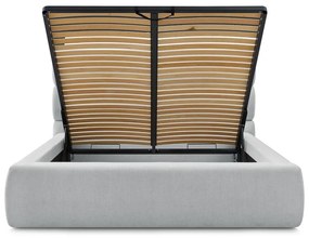 Svetlosivá čalúnená dvojlôžková posteľ s úložným priestorom s roštom 160x200 cm Jagna – Bobochic Paris