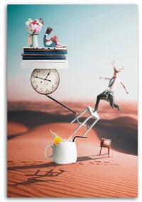 Gario Obraz na plátne Púštne knihy Deer Clock Flowers Abstrakcia - Bryantama Art Rozmery: 70 x 100 cm