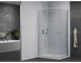 Mexen Pretoria Duo, sprchovací kút s 2-krídlovými dverami 80 (dvere) x 70 (dvere) cm, 6mm číre sklo, chrómový profil + slim sprchová vanička 5cm biela, 852-080-070-01-02-4010