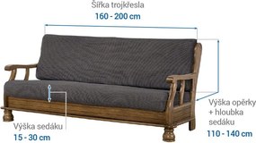 Super strečové poťahy NIAGARA antracitová trojkreslo s drevenými rúčkami (š. 160 - 200 cm)