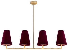 Argon 1829 - Luster na tyči SAFIANO 4xE27/15W/230V vínová