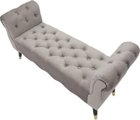 Lavica Paris 120 cm zamat šedá/zlatá
