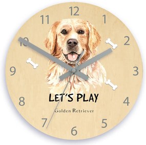 Dětské nástěnné hodiny Ami Zlatý retrívr 30 cm vícebarevné
