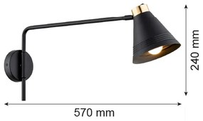 Argon 8009 - Nástenná lampa AVALONE 1xE27/15W/230V 57 cm čierna/zlatá
