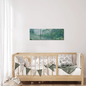 Obraz - Ranná hmla (s hodinami) (90x30 cm)