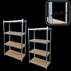 SADA DVÔCH 4-ÚROVŇOVÝCH POLIČIEK 150 x 70 x 30 CM NOSNOSŤ POLIČKY: 150 KG *2165