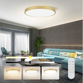 Immax NEO 07311L-LED Stmievateľné stropné svietidlo SEMPLICI 96W/230V priemer 80 cm Wi-Fi Tuya zlaté + diaľkové ovládanie