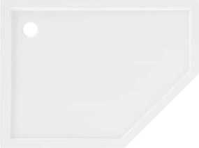 Mexen Flow Slim, ľavostranná päťuholníková sprchová vanička 100 x 80 cm, biela lesklá, 46P108010L