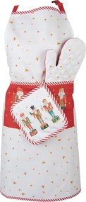 Bielo-červená chňapka - podložka so luskáčikmi Happy Little Christmas - 20*20 cm