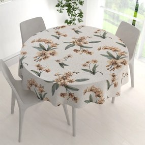 Biante Bavlnený okrúhly obrus Sandra SA-624 Hnedé orchidey na bielom Ø 50 cm