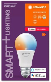 E27 A60 9W 806lm CCT LEDVANCE SMART+ ZigBee stmievateľná LED žiarovka