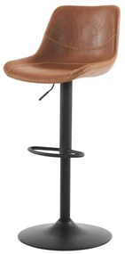 Barová stolička STEIN — kov, ekokoža, čierna / hnedá