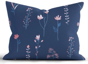 Bavlnená obliečka na vankúš Renforcé 70 × 90 cm - Vlčie maky tmavo modré