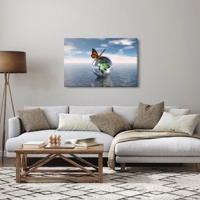 Obraz motýľa na sklenenej guli (90x60 cm)