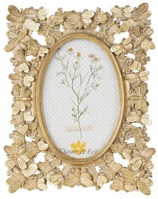 Zlatý fotorámik s patinou a včielkou Bee - 18*2*22 cm / 10*15 cm