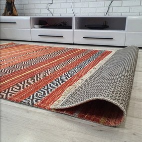 Moderný viacfarebný koberec Banco 1049 – oranžový dizajn Rozmer: 75x150 cm