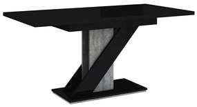 Moderný stôl Eksuper, Farby: čierny lesk / betón