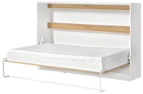 Sklápacia posteľ 120 Perfecto II (biela + dub + biela) (horizontálna) (bez osvetlenia). Akcia -20%. Vlastná spoľahlivá doprava až k Vám domov. 1128899