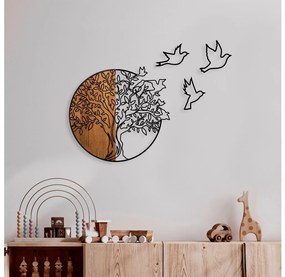 Asir Nástenná dekorácia 60x56 cm strom a vtáci drevo/kov AS1686