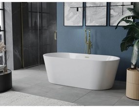 Mexen Luna, voľne stojaca vaňa 170 x 80 cm, biela, zlatý matný prepad, 52031708000-55