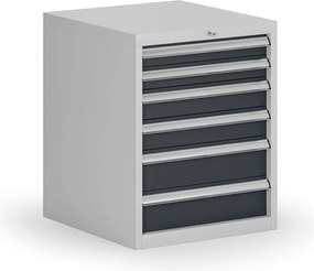 Závesný dielenský box k stolu G8, 6 zásuviek, 560 x 600 x 700 mm, grafit