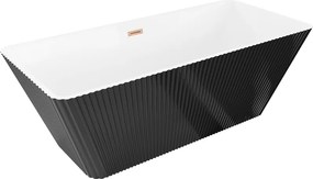 Mexen Tava, voľne stojaca ryhovaná vaňa 170 x 75 cm, biela-čierna, medený matný prepad, 52851707575-65