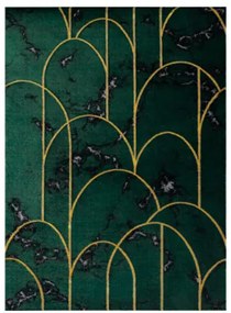 Koberec EMERALD exkluzívny 1016 glamour, styl art deco, marmur fľaškovo zelený / zlatý