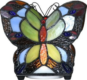 Farebná stolná lampa Tiffany v tvare motýľa Butterfly - 15*8*13 cm (LED)