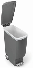 Úzky pedálový kôš 40 l šedý plast, sivá