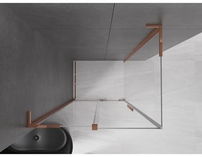 Mexen Velar L, sprchový kút s posuvnými dverami 110 x 75 cm, 8mm číre sklo, ružové zlato, 871-110-075-03-60