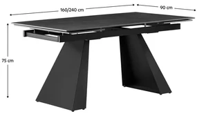 Rozkladací jedálenský stôl 160 SALAD (grafit + čierna) (pre 6-8 osôb). Vlastná spoľahlivá doprava až k Vám domov. 1091465