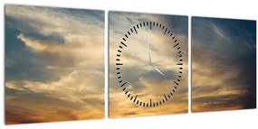 Obraz západu slnka (s hodinami) (90x30 cm)