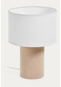 Biela/béžová stolová lampa s textilným tienidlom (výška 29 cm) Bianella – Kave Home
