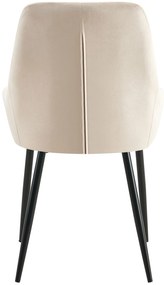 Jedálenská stolička Elmira - zamat, čierny rám - Krémová
