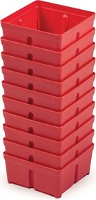 Súprava 10 plastových boxov na náradie TIGER BOX 10,5x10,5x5 cm červená