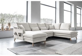 Béžová rozkladacia rohová pohovka (pravý roh/do tvaru "U") Charming Charlie – Miuform