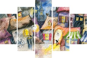 Obraz - Daždivý večer (150x105 cm)